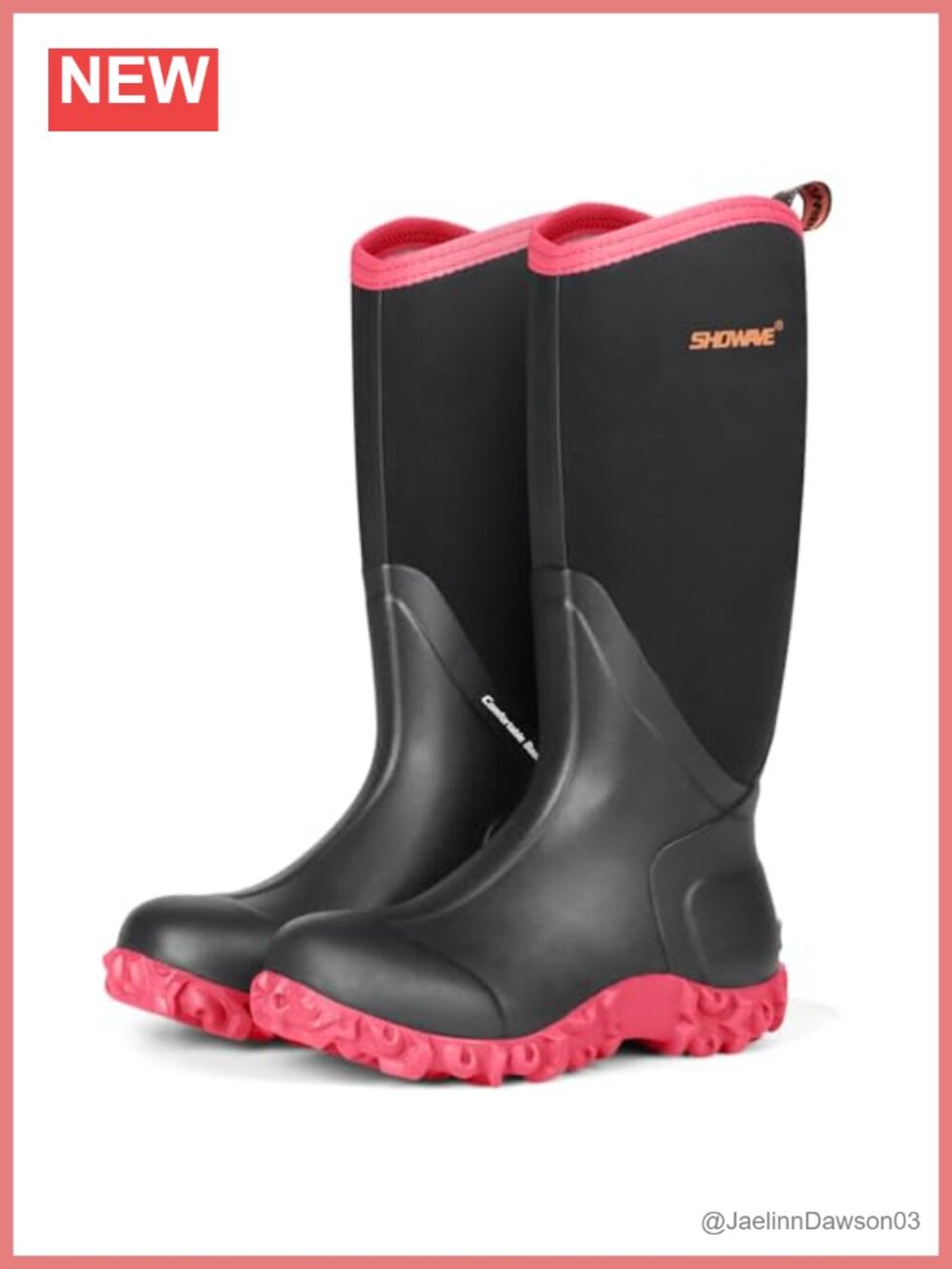 Women's Tall Insulated Rubber Rain Boots Waterproof Outdoor